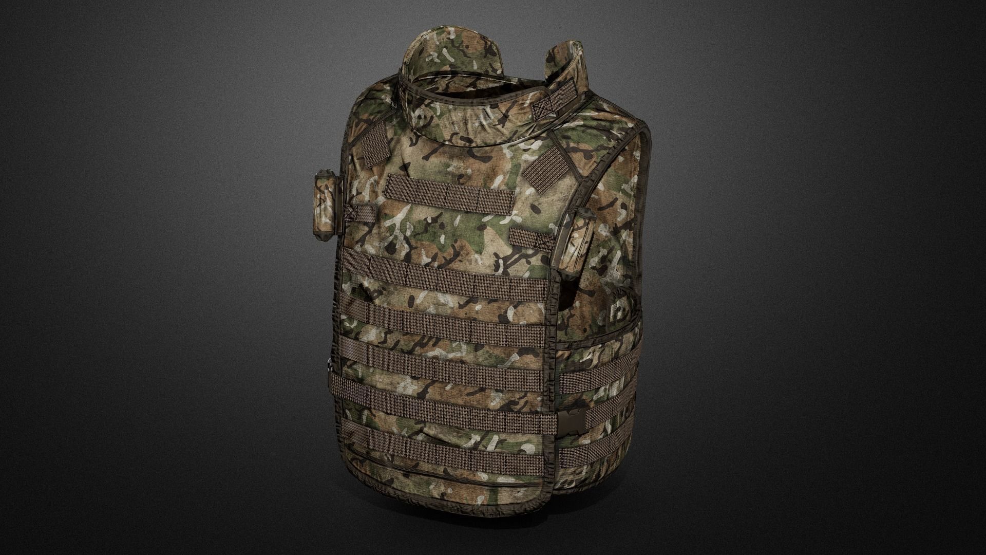 Army Vest 02 Low-poly 3D model_3