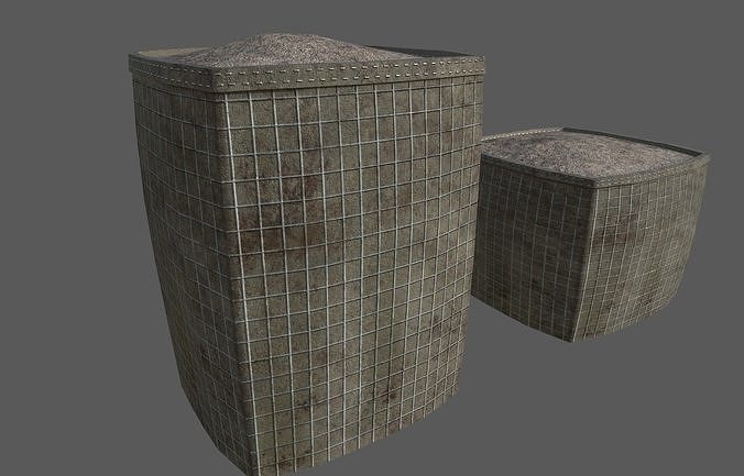 Military Hesco Barriers Low-poly 3D model