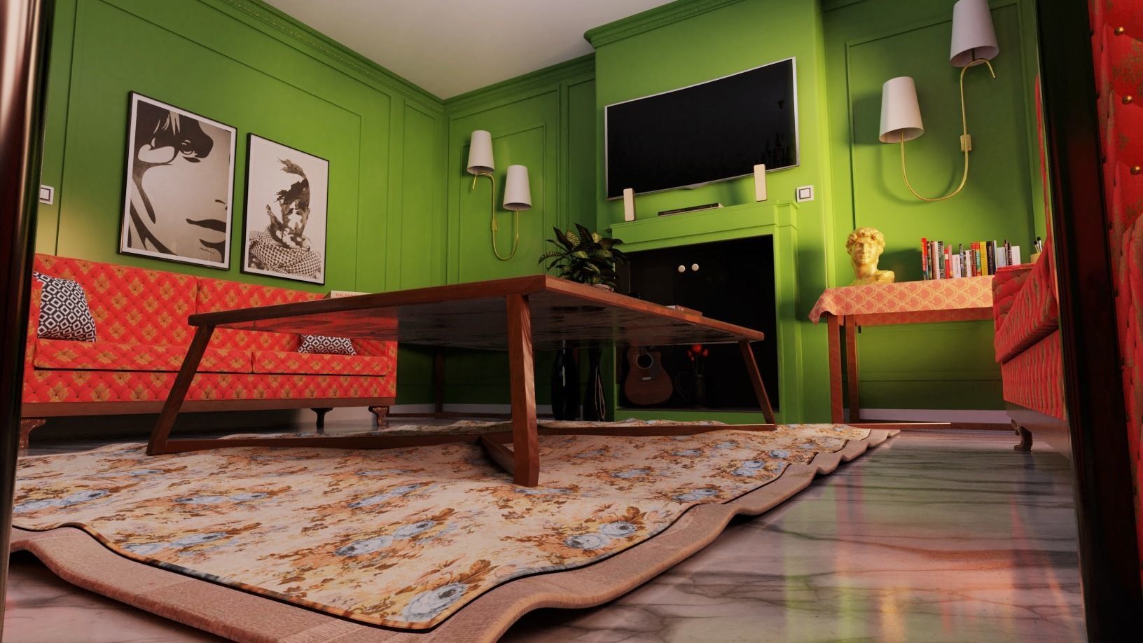 Living Room Interior scene 3D model_10