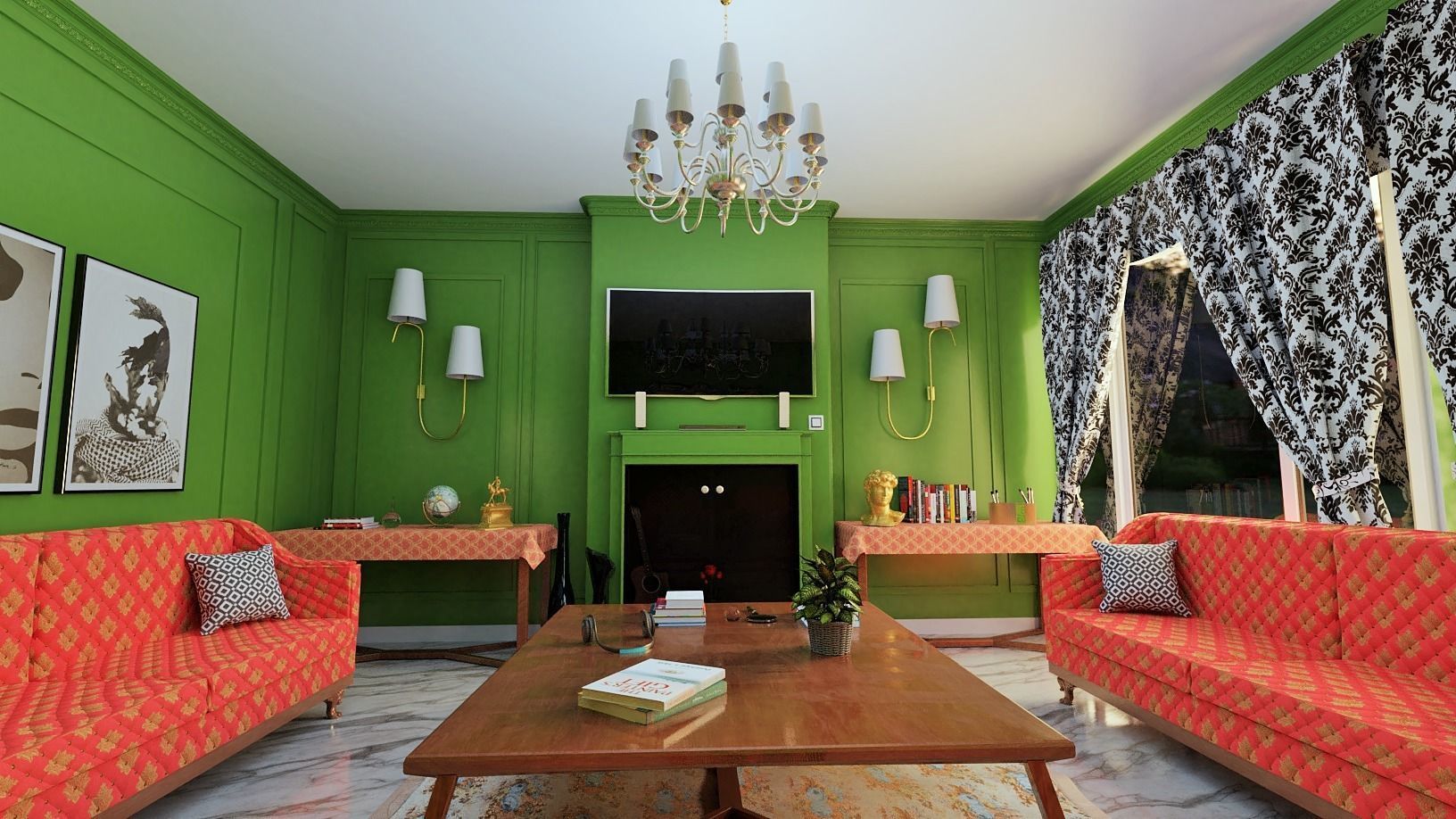 Living Room Interior scene 3D model_8