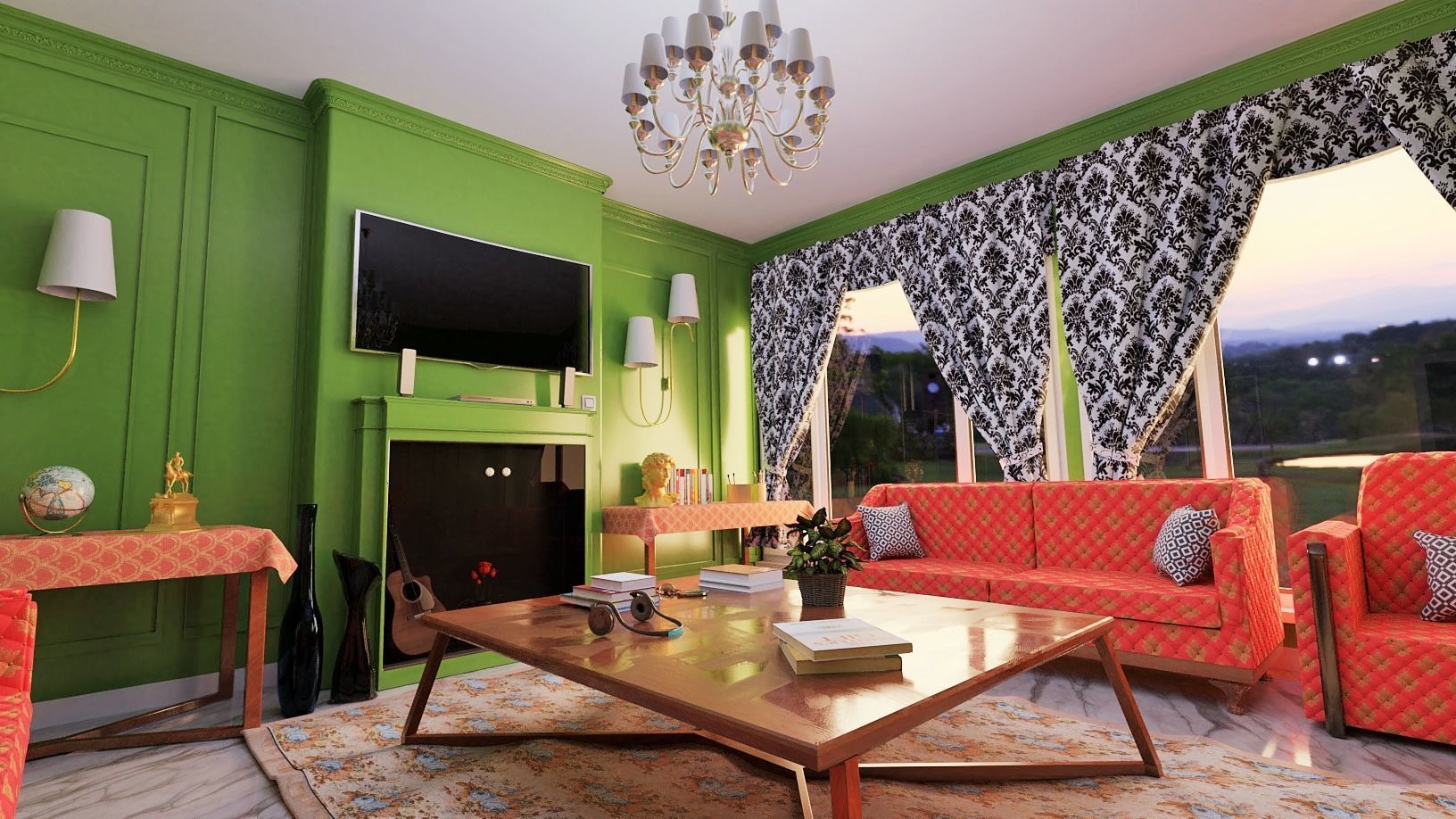 Living Room Interior scene 3D model_7