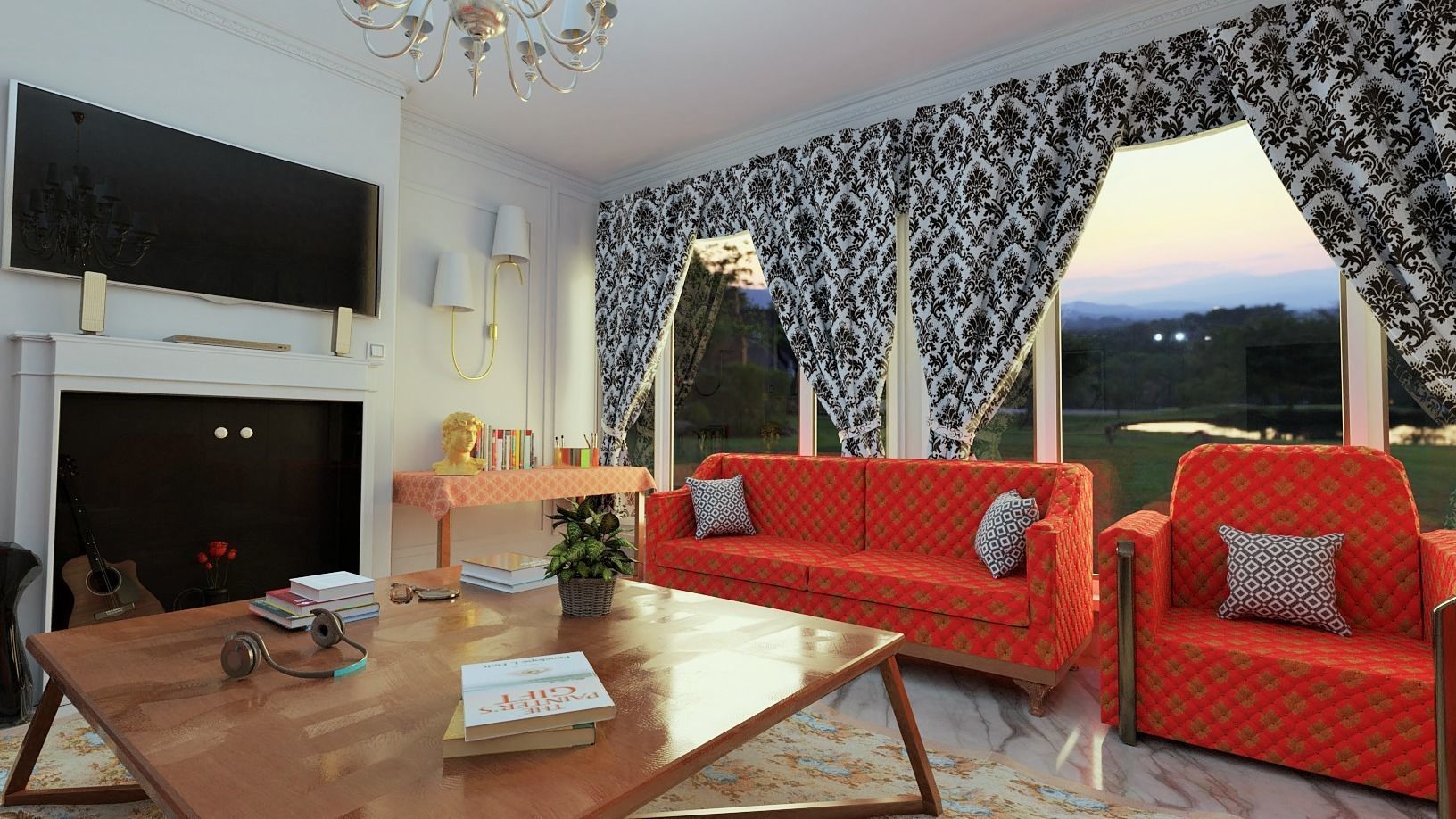 Living Room Interior scene 3D model_4