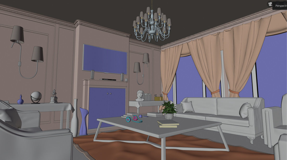 Living Room Interior scene 3D model_11