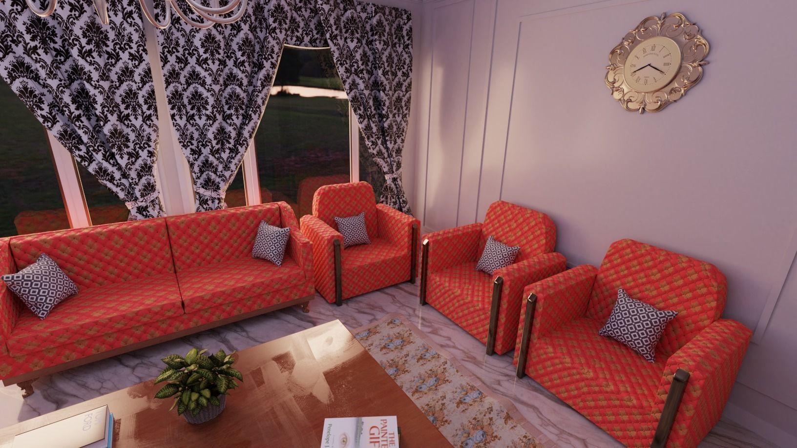 Living Room Interior scene 3D model_3