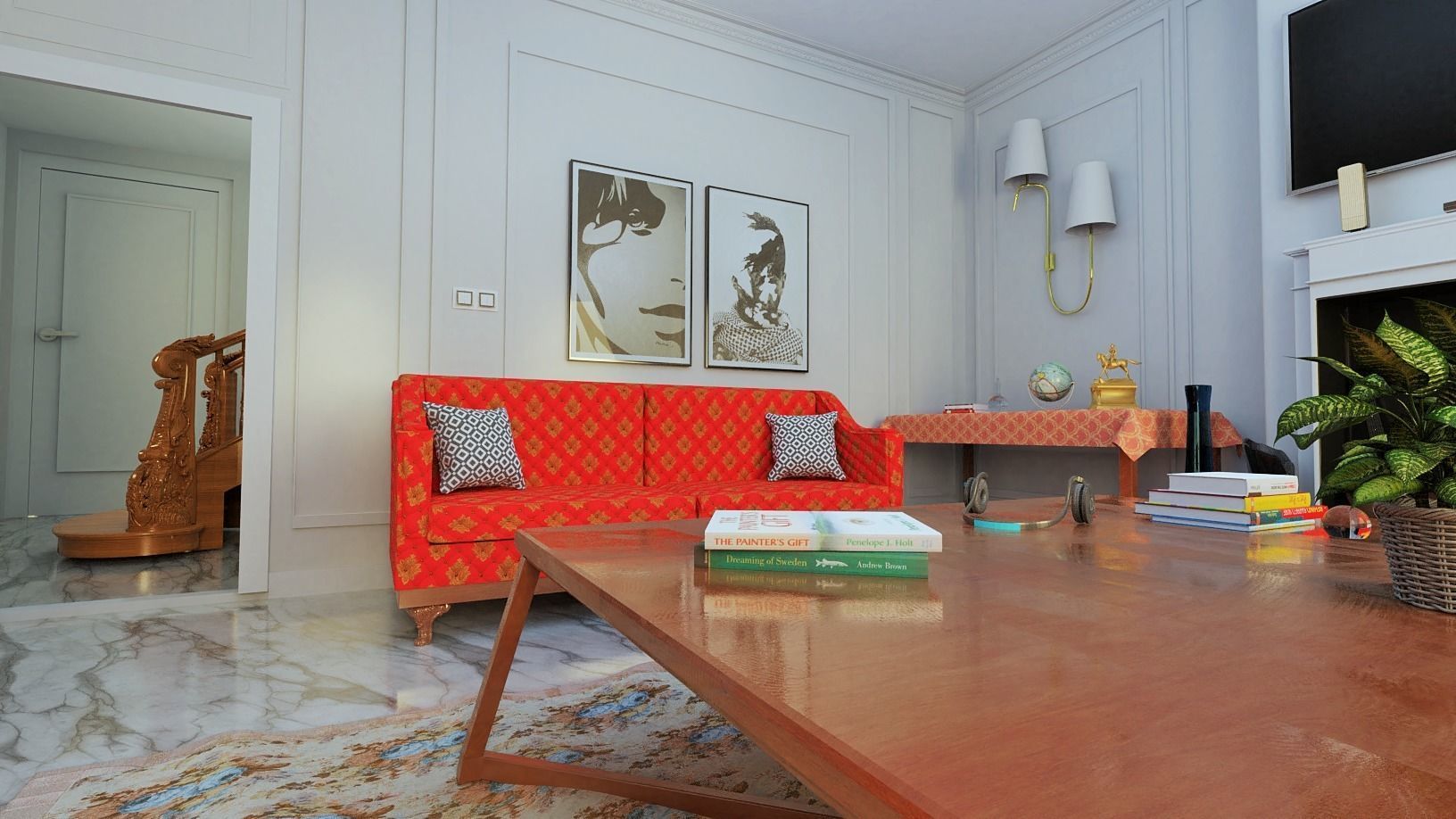 Living Room Interior scene 3D model_5