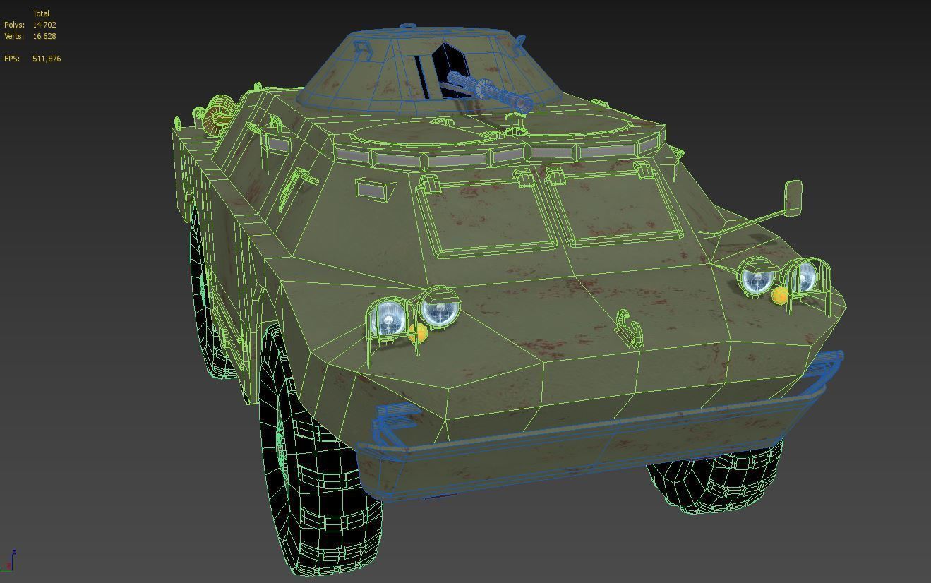 BRDM-2 armoured vehicle for world of tanks Low-poly 3D model_5