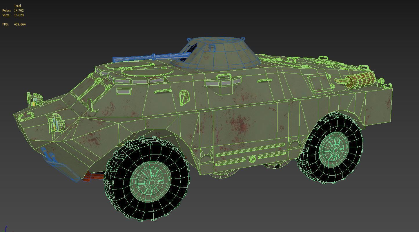 BRDM-2 armoured vehicle for world of tanks Low-poly 3D model_4