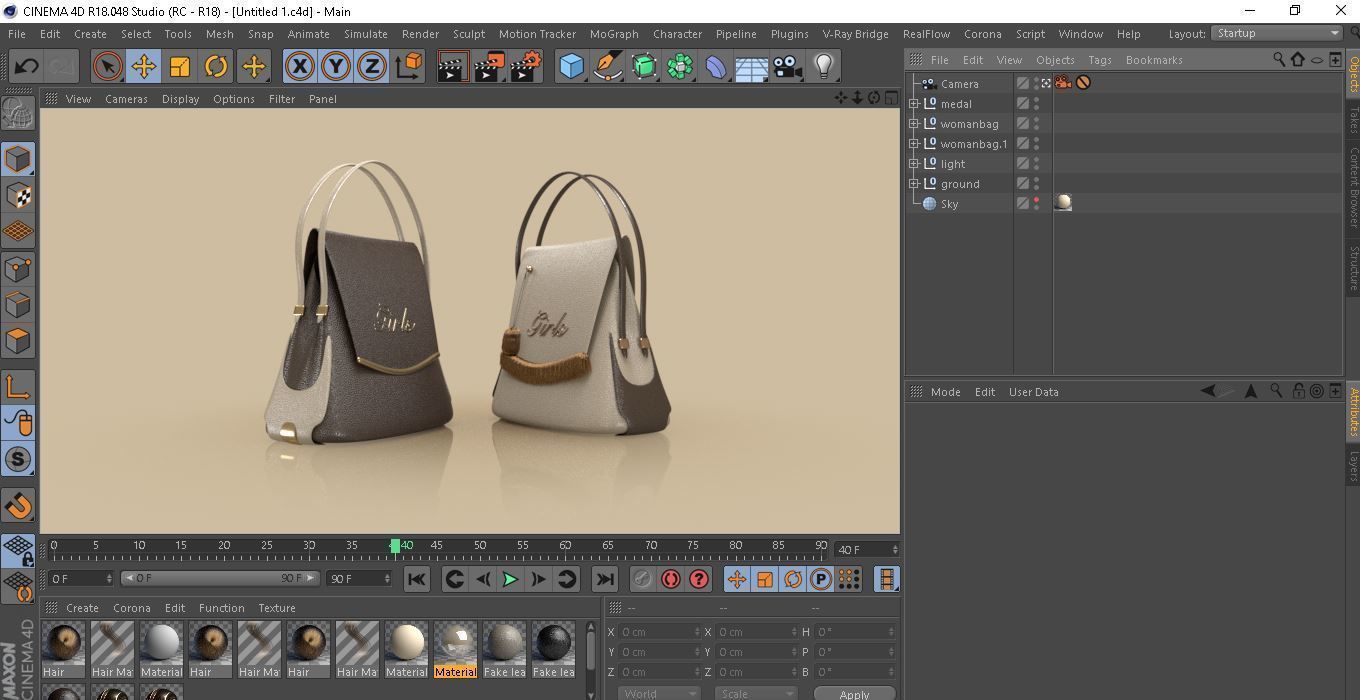 Luxury Woman Bag scene 3D model_1