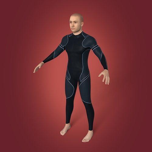 Rigged Surfer -Swimmer with IK and FK Rigging Low-poly 3D model