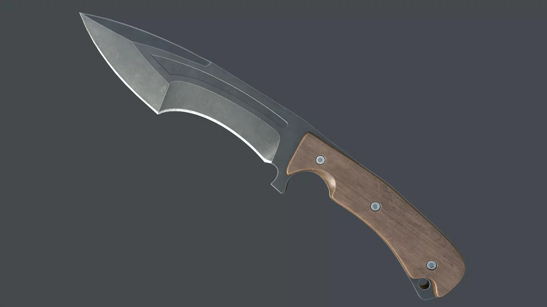 Hunting knife Low-poly 3D model_0