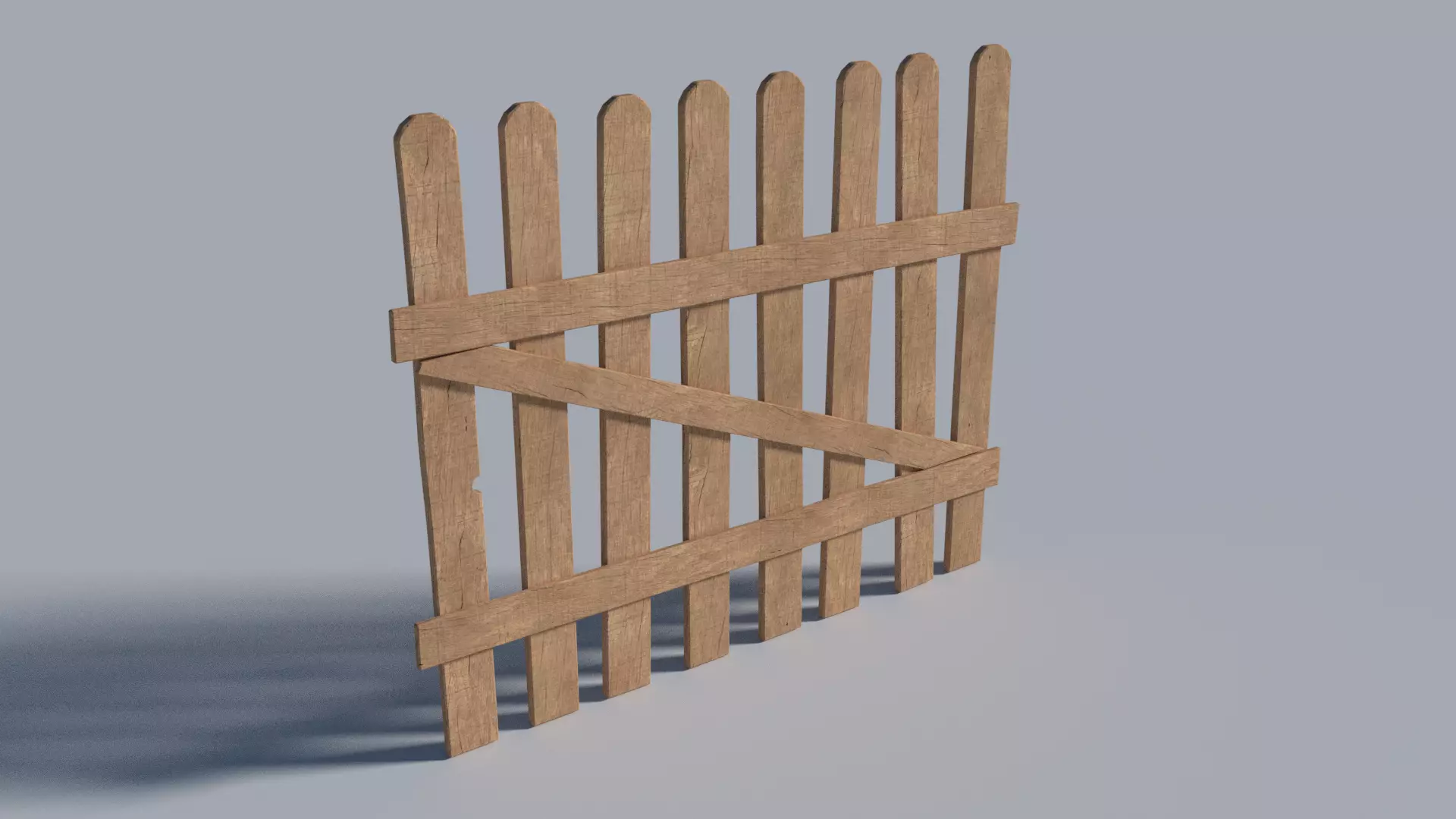 Fence wooden picket Free 3D model