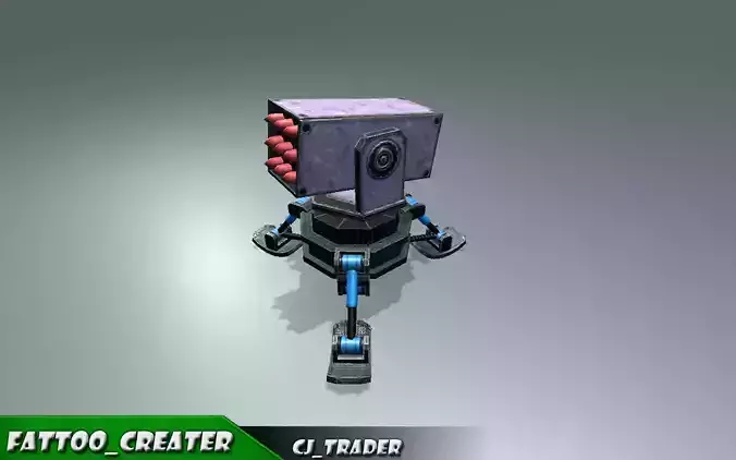 Lowpoly Turret Rocket Launcher 3D Model