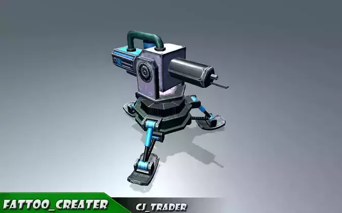 Flame Thrower Turret Lowpoly 3D Model