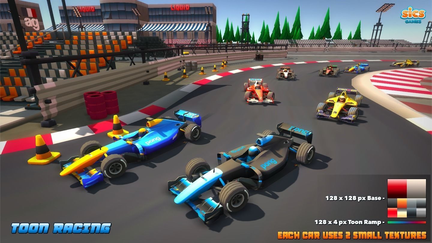 Toon Racing Low-poly 3D model_3