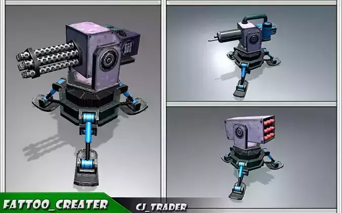Lowpoly Mobile Turret Pack 3D Model 3D Model Collection