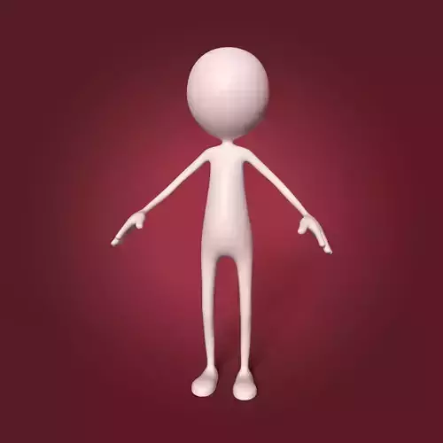 Cartoon Man - Thin Stickman Low-poly 3D model