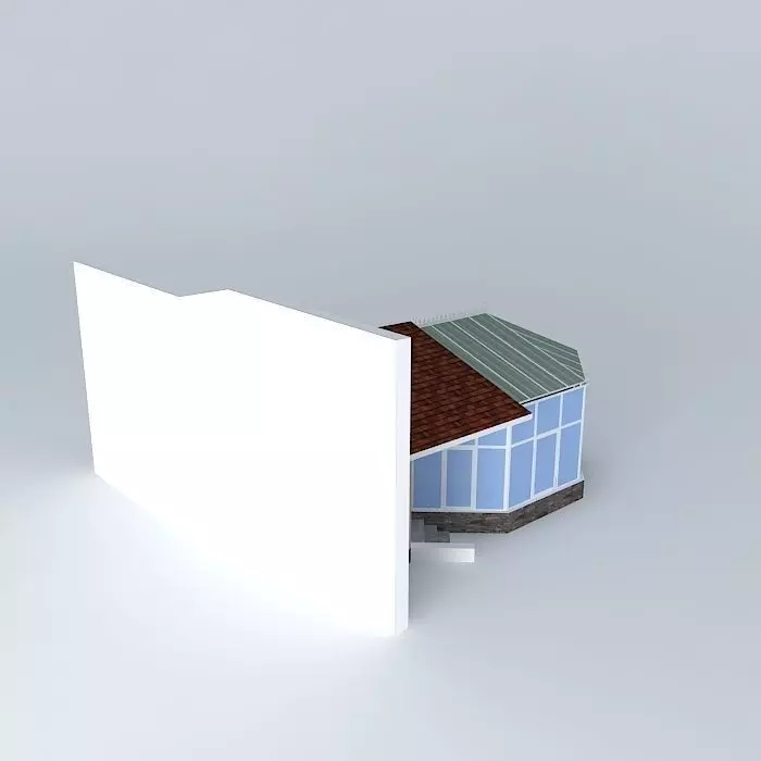 Conservatory house with blank sheet of paper Free 3D model