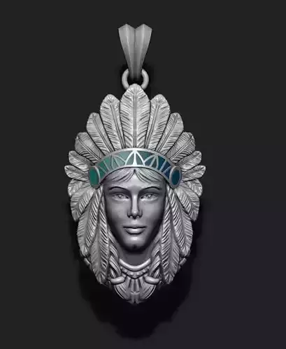 Native American Indian girl pendant 3D print model