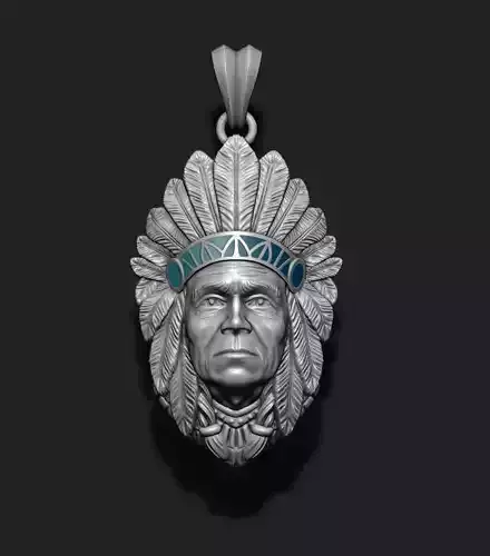 Native American Indian man pendant 3D print model