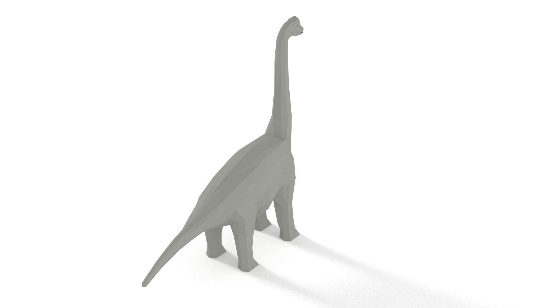 Low Poly Cartoon Brachiosaurus Dinosaur Low-poly 3D model_3