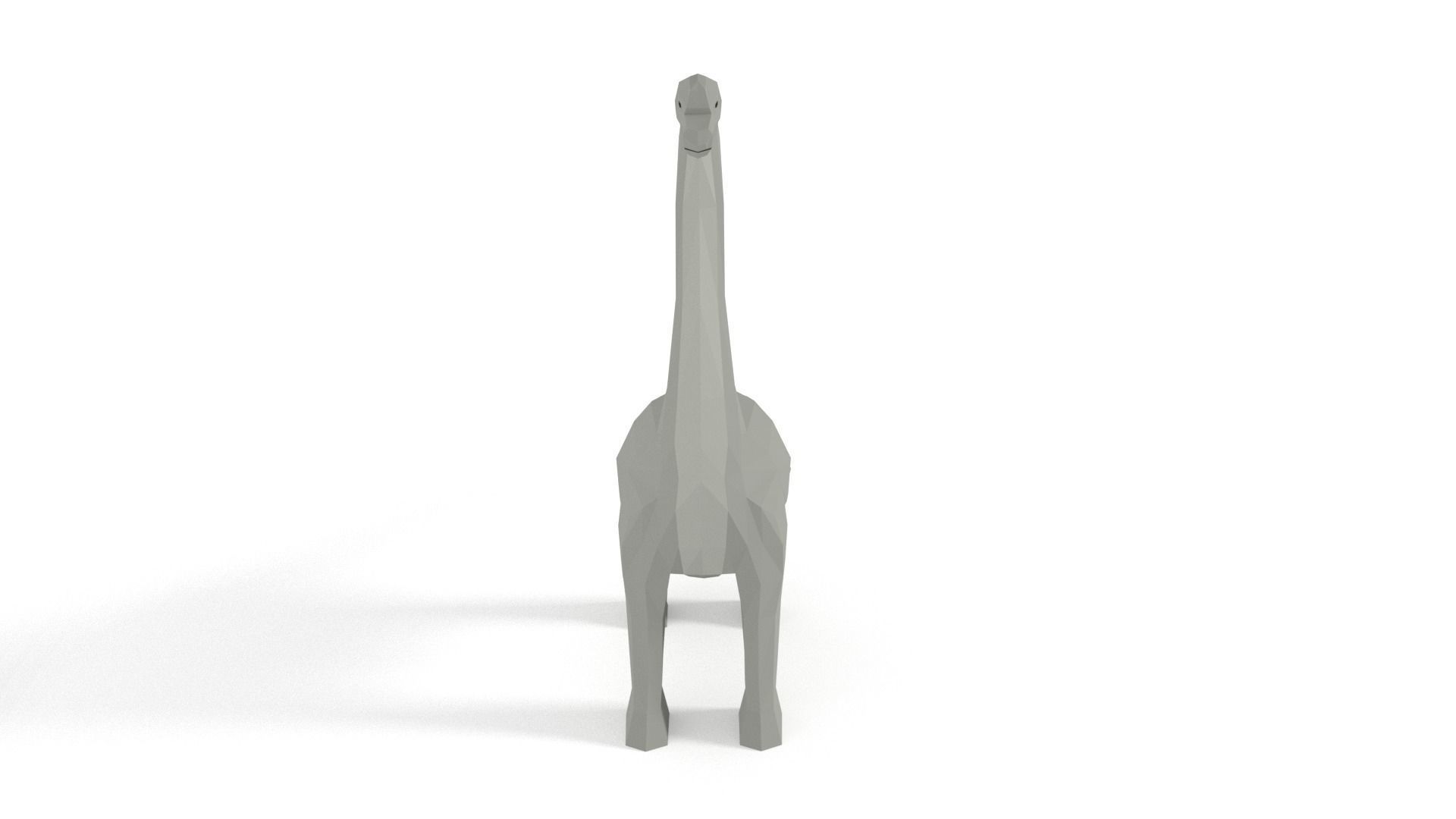 Low Poly Cartoon Brachiosaurus Dinosaur Low-poly 3D model_2