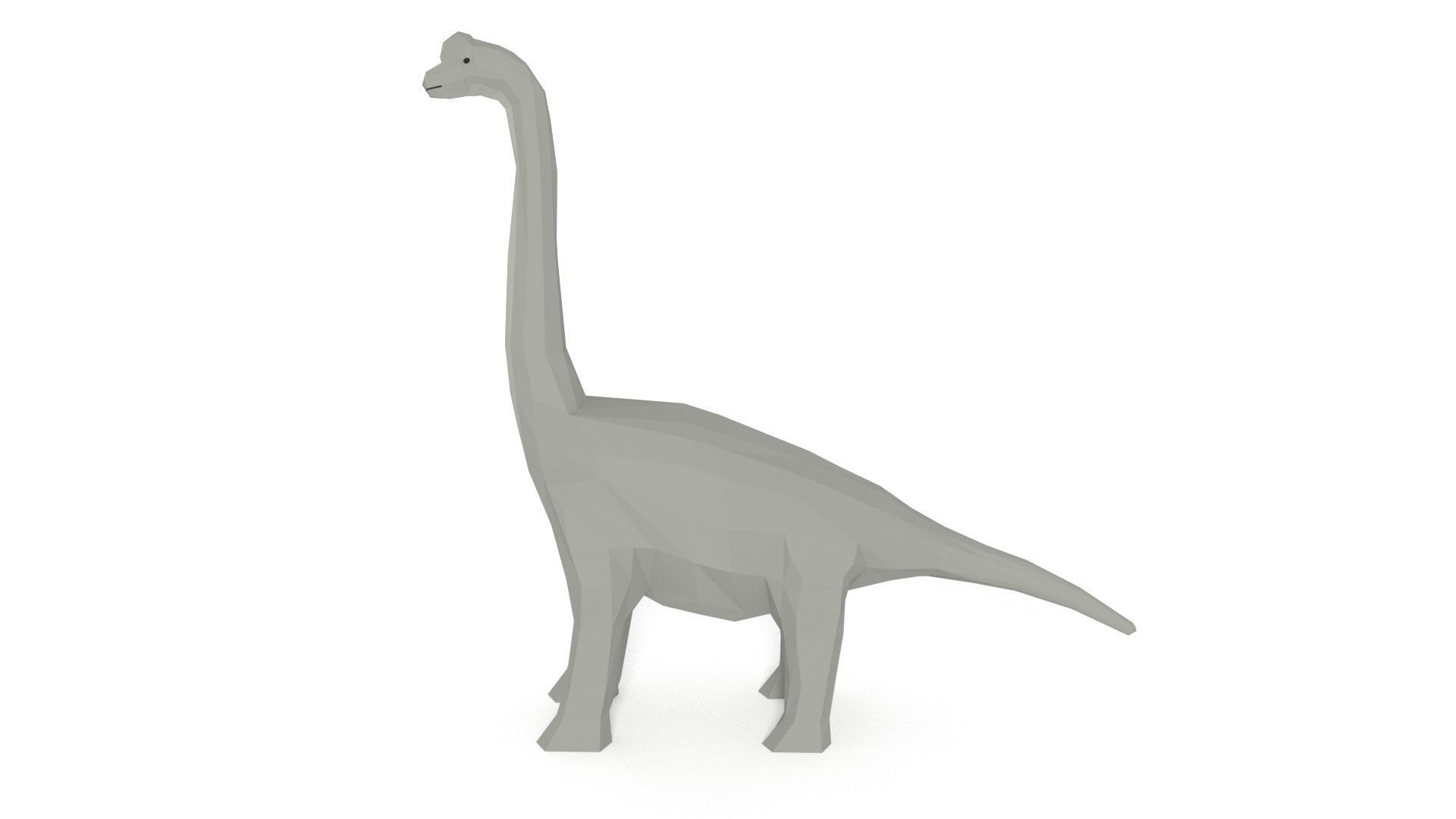 Low Poly Cartoon Brachiosaurus Dinosaur Low-poly 3D model_1