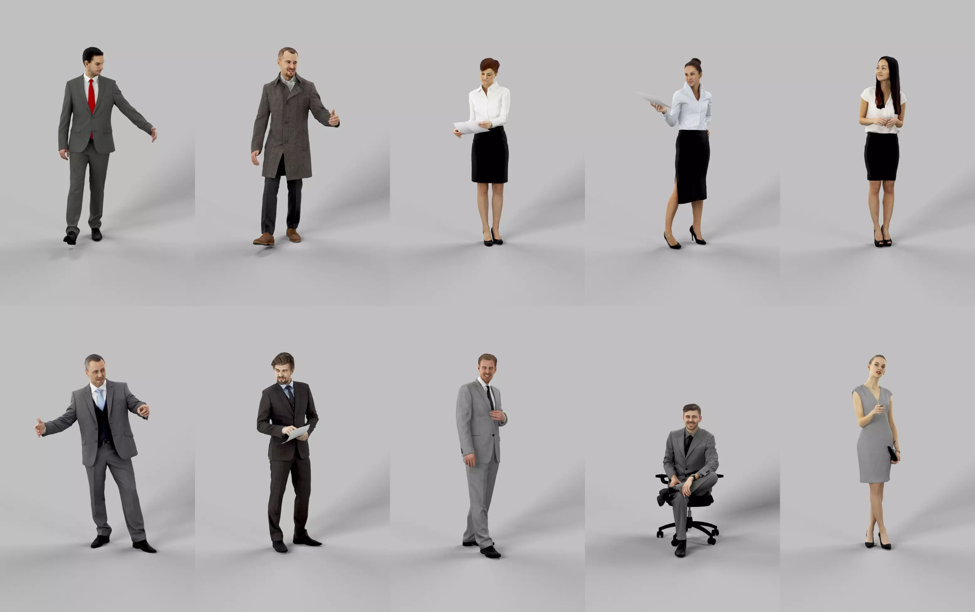 10x Business Man Woman People Scanned Volume01 3D Model Collection_0
