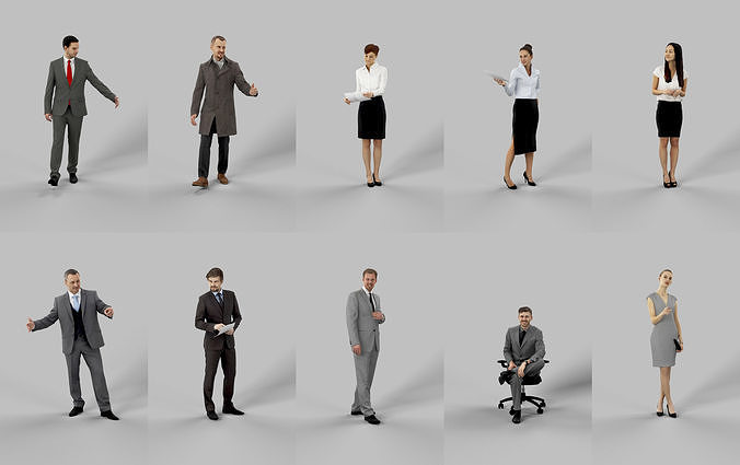 10x Business Man Woman People Scanned Volume01 3D Model Collection