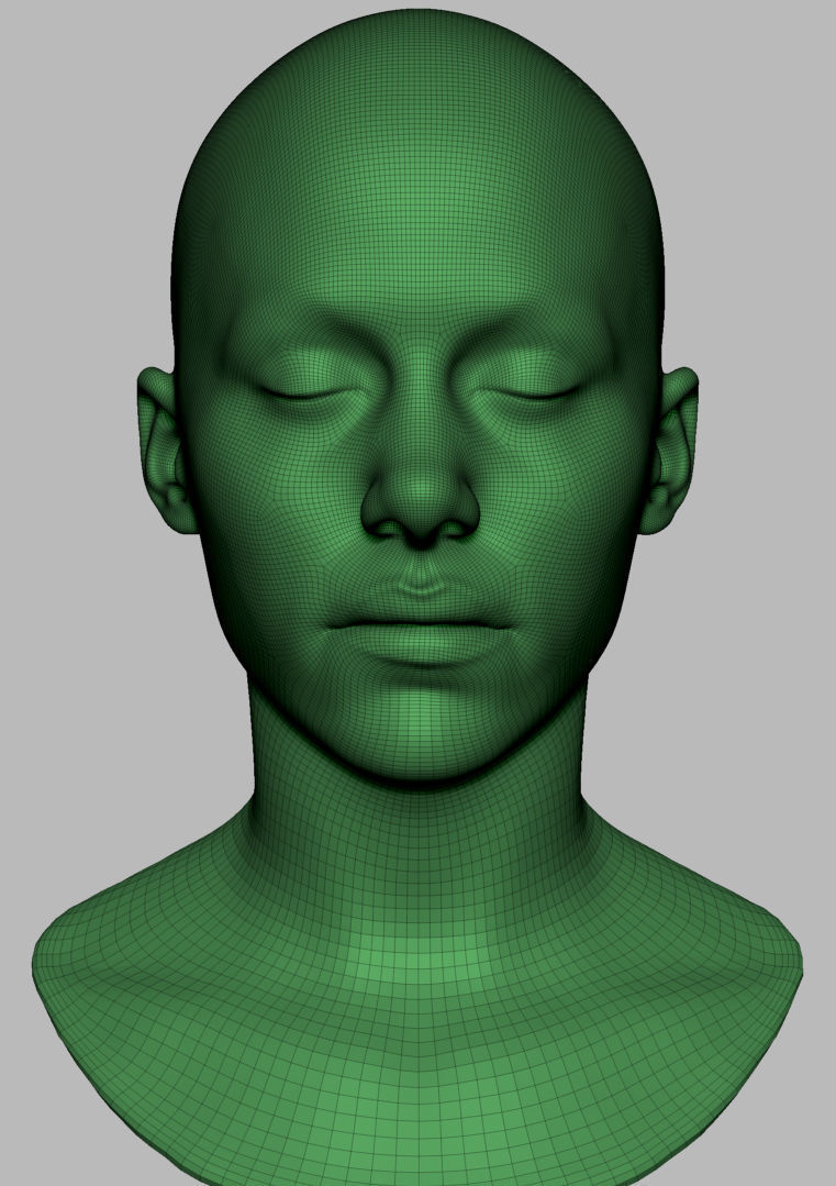 Base Female Head 3D model_8