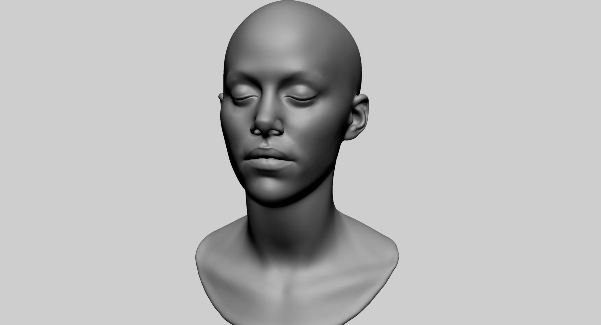 Base Female Head 3D model_2