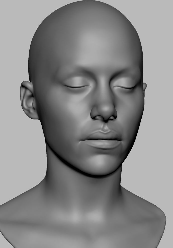 Base Female Head 3D model_3