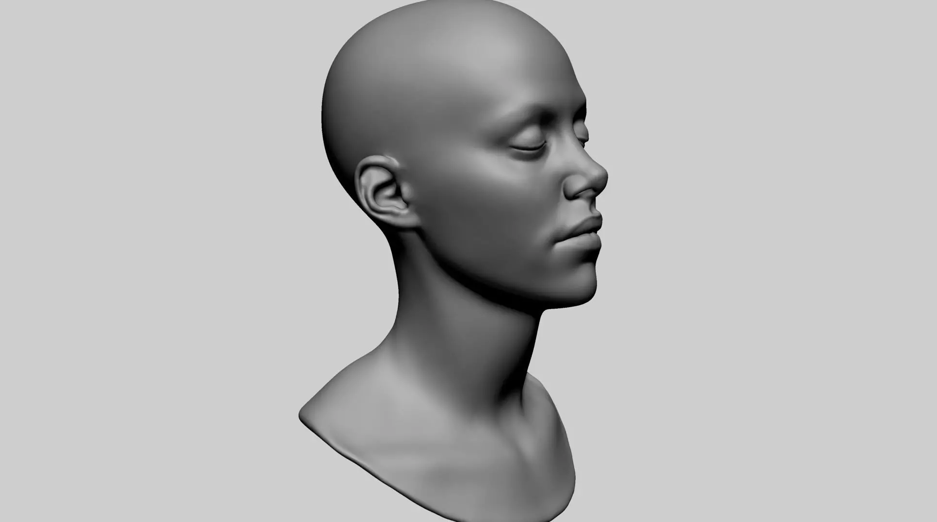 Base Female Head 3D model_0