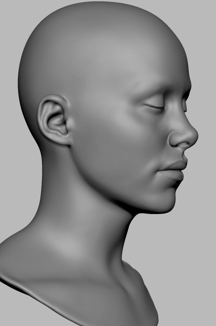 Base Female Head 3D model_4