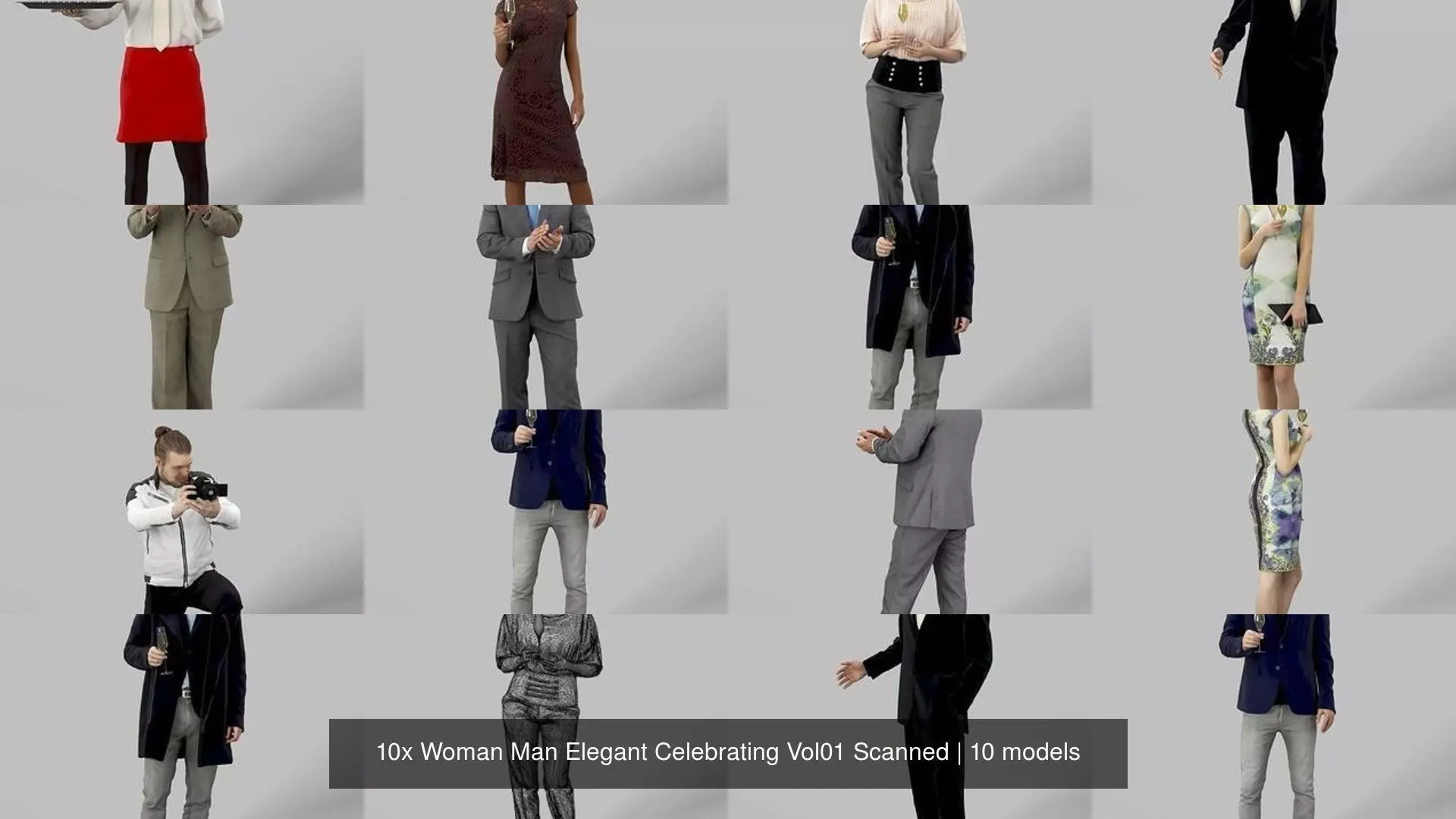 10x Woman Man Elegant Celebrating Vol01 Scanned 3D Model Collection_0