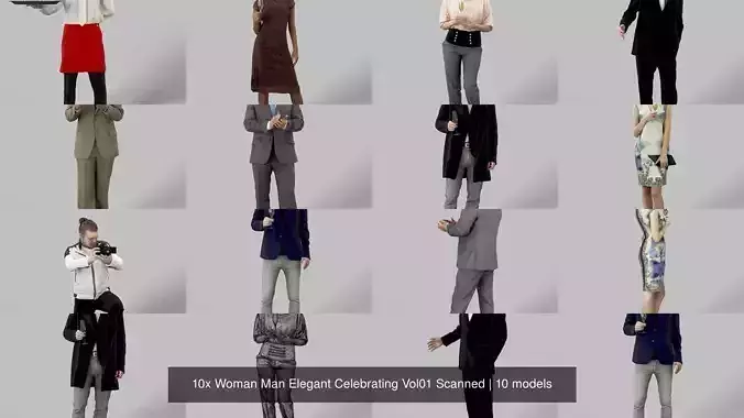 10x Woman Man Elegant Celebrating Vol01 Scanned 3D Model Collection