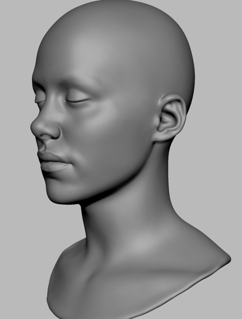 Female Head Printable 3D print model_10