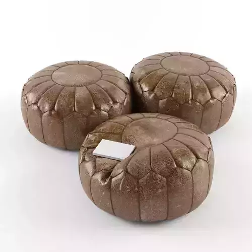 Moroccan leather pouffe