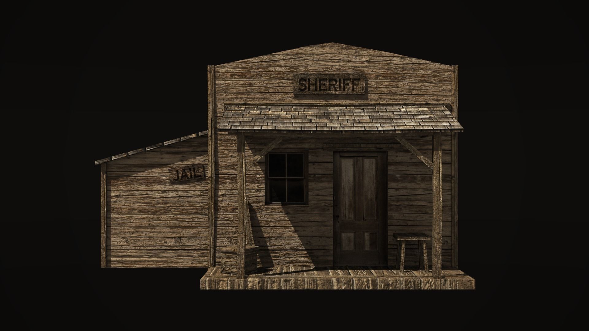 Western sheriffs office Low-poly 3D model_3