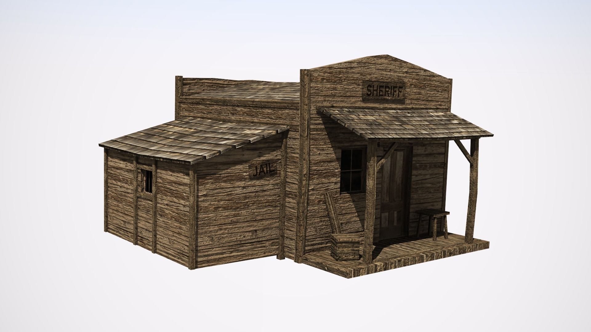 Western sheriffs office Low-poly 3D model_1
