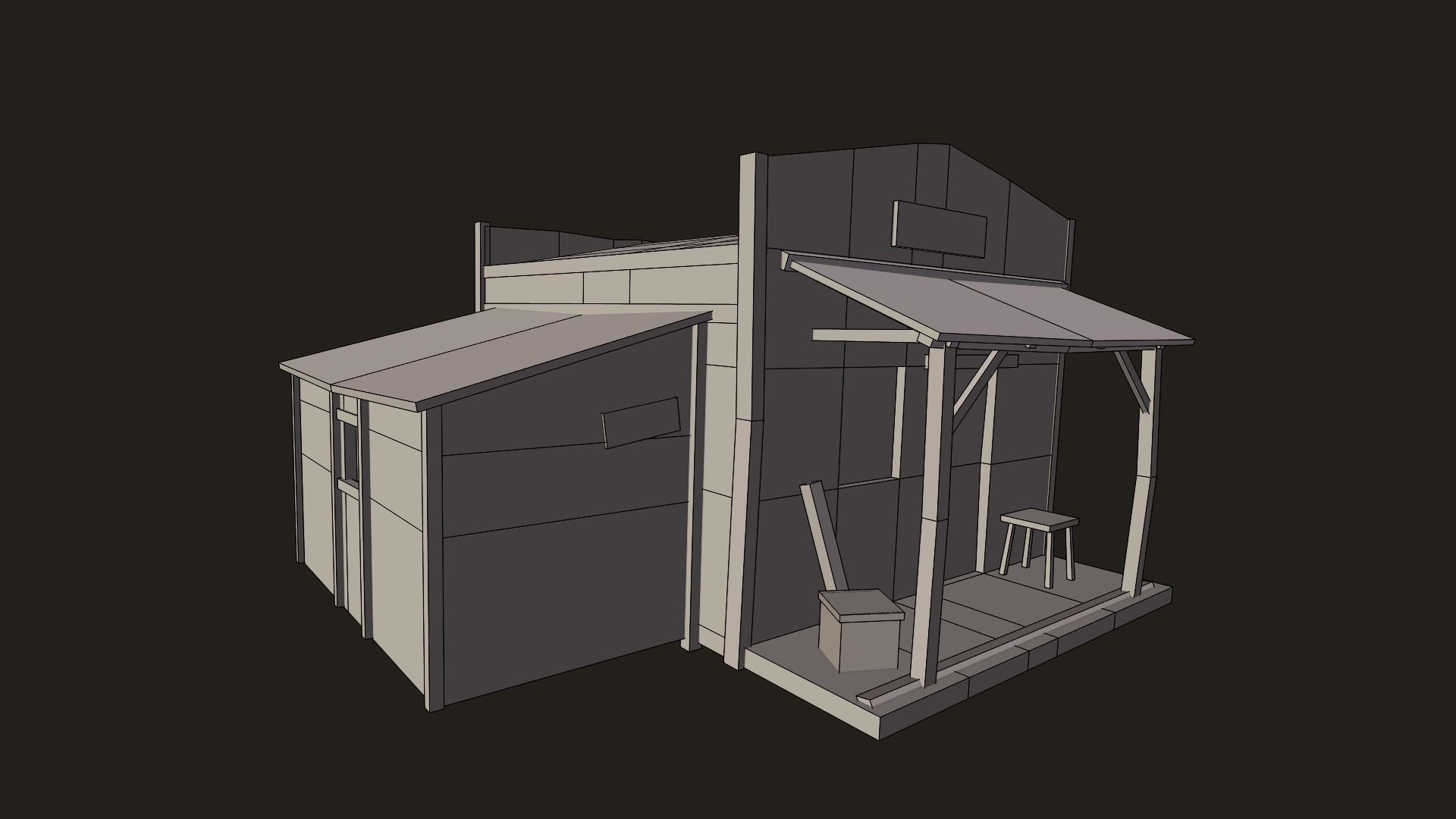 Western sheriffs office Low-poly 3D model_7