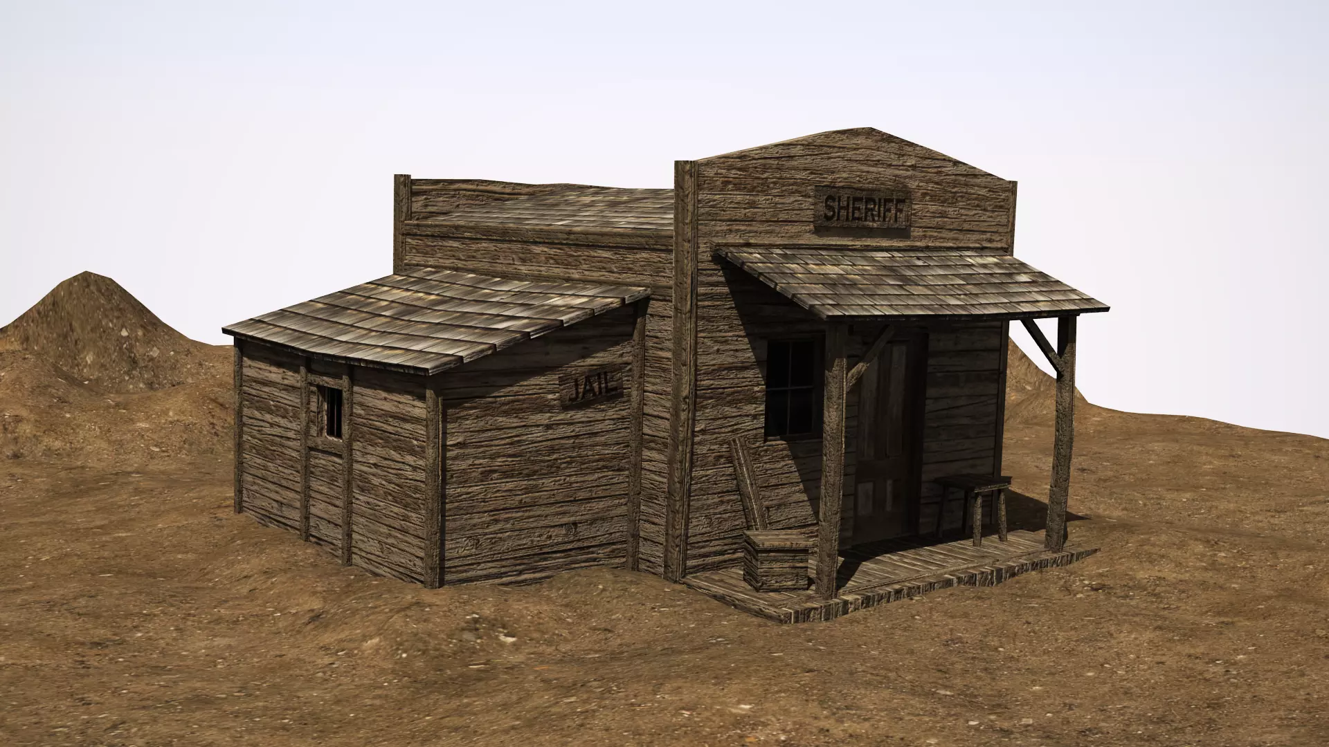 Western sheriffs office Low-poly 3D model_0