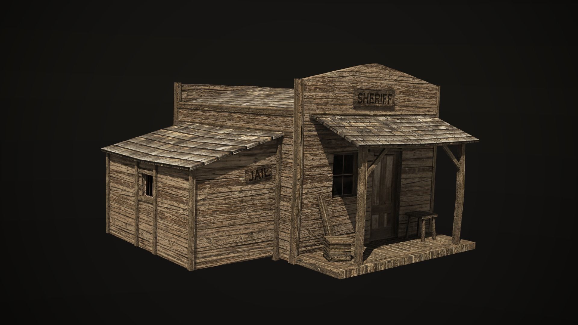 Western sheriffs office Low-poly 3D model_2