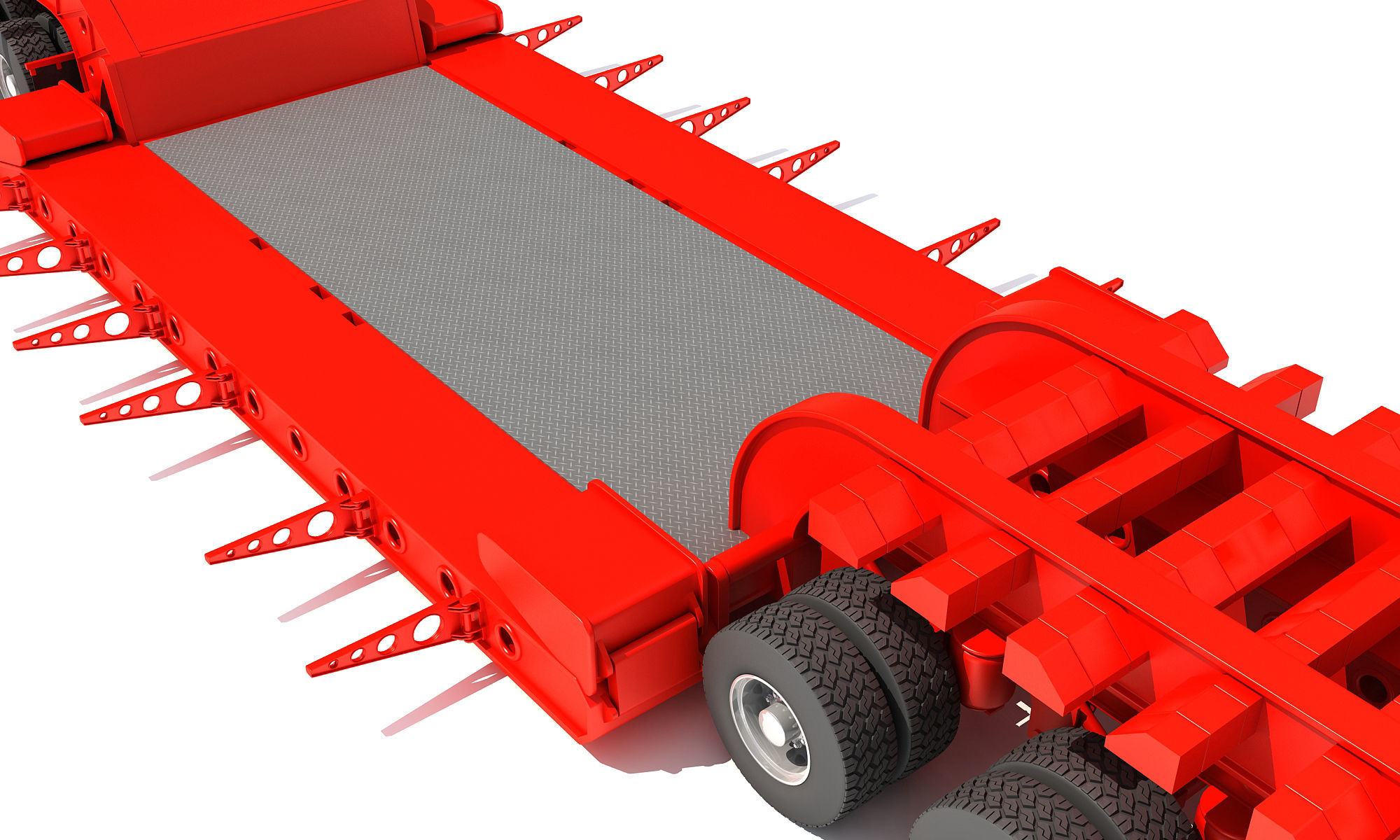 Semi Truck with Lowboy Trailer 3D model_15