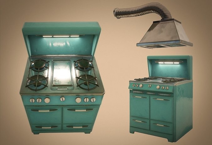 Stove And Fan Low-poly 3D model
