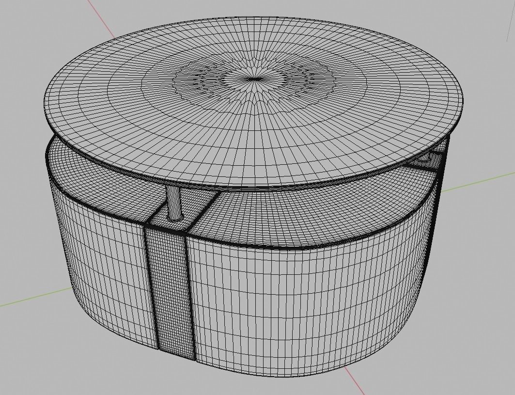 Coffee table with leather tabourets Free 3D model_4