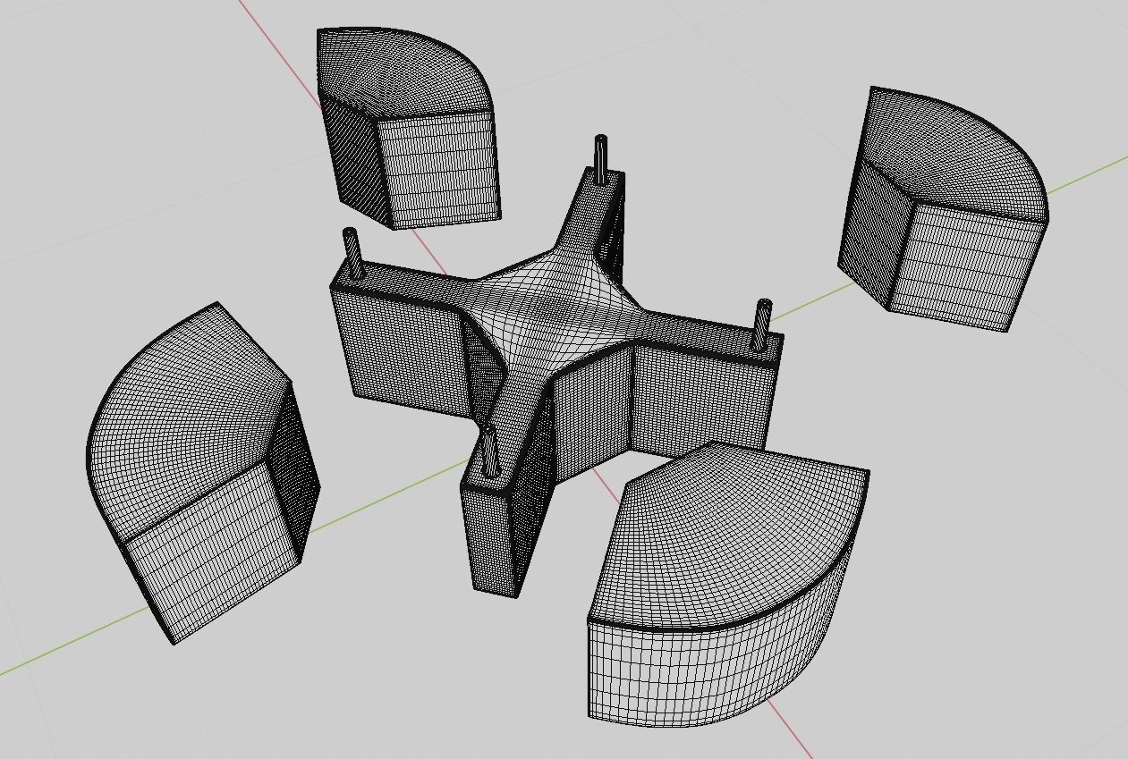 Coffee table with leather tabourets Free 3D model_3