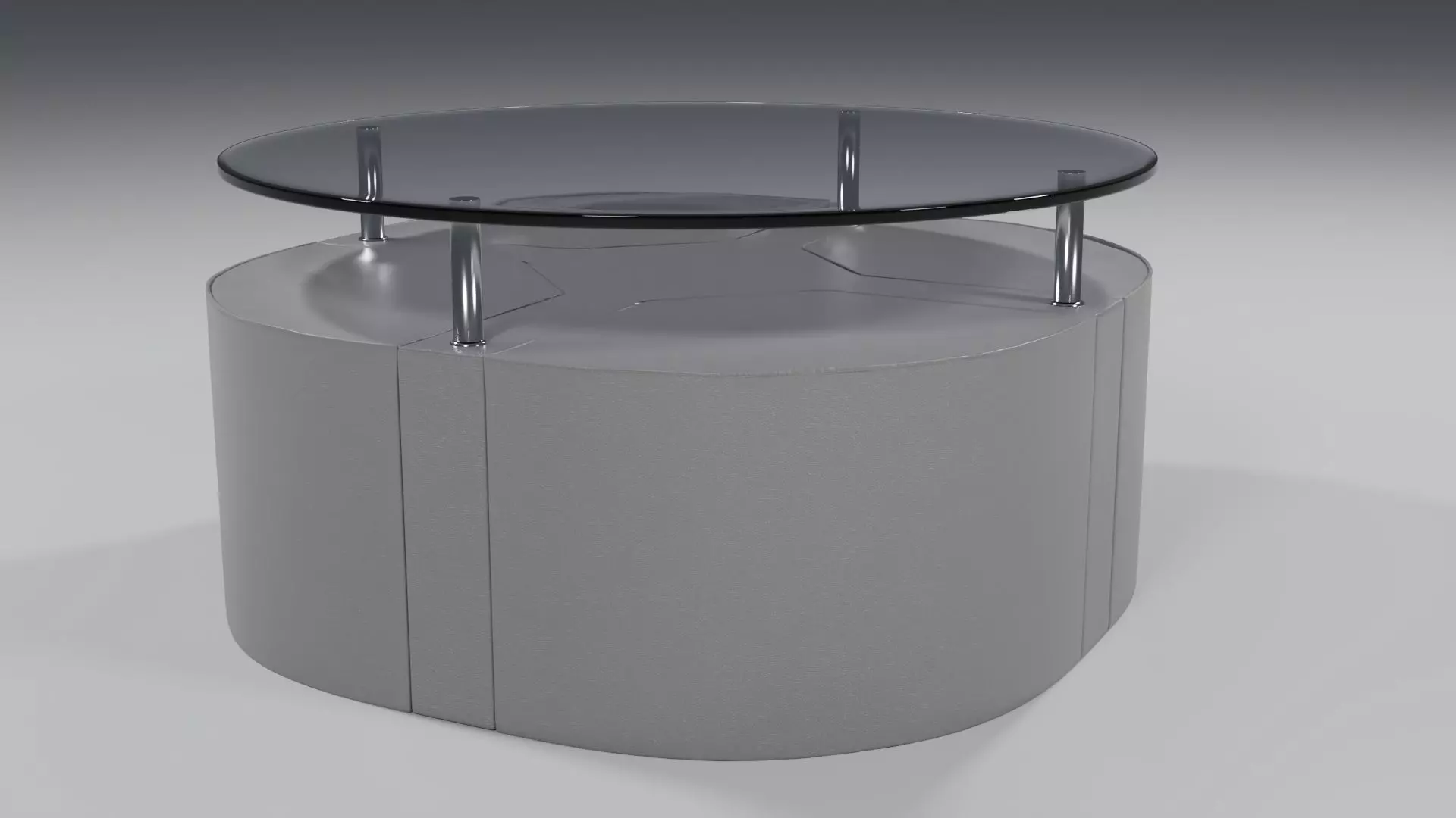 Coffee table with leather tabourets Free 3D model_0