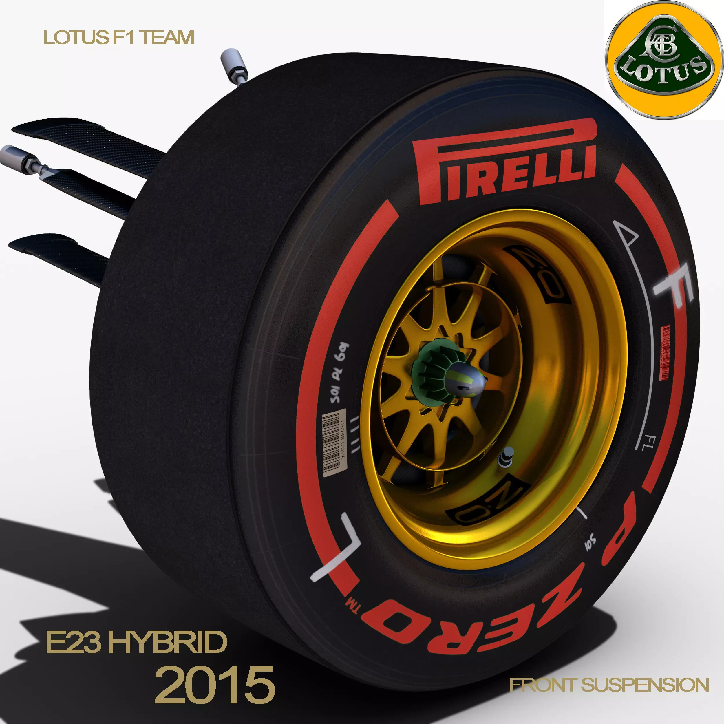 Lotus E23 Front Suspension Low-poly 3D model_0