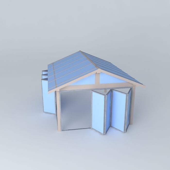 Patio whith folding doors Free 3D model_2