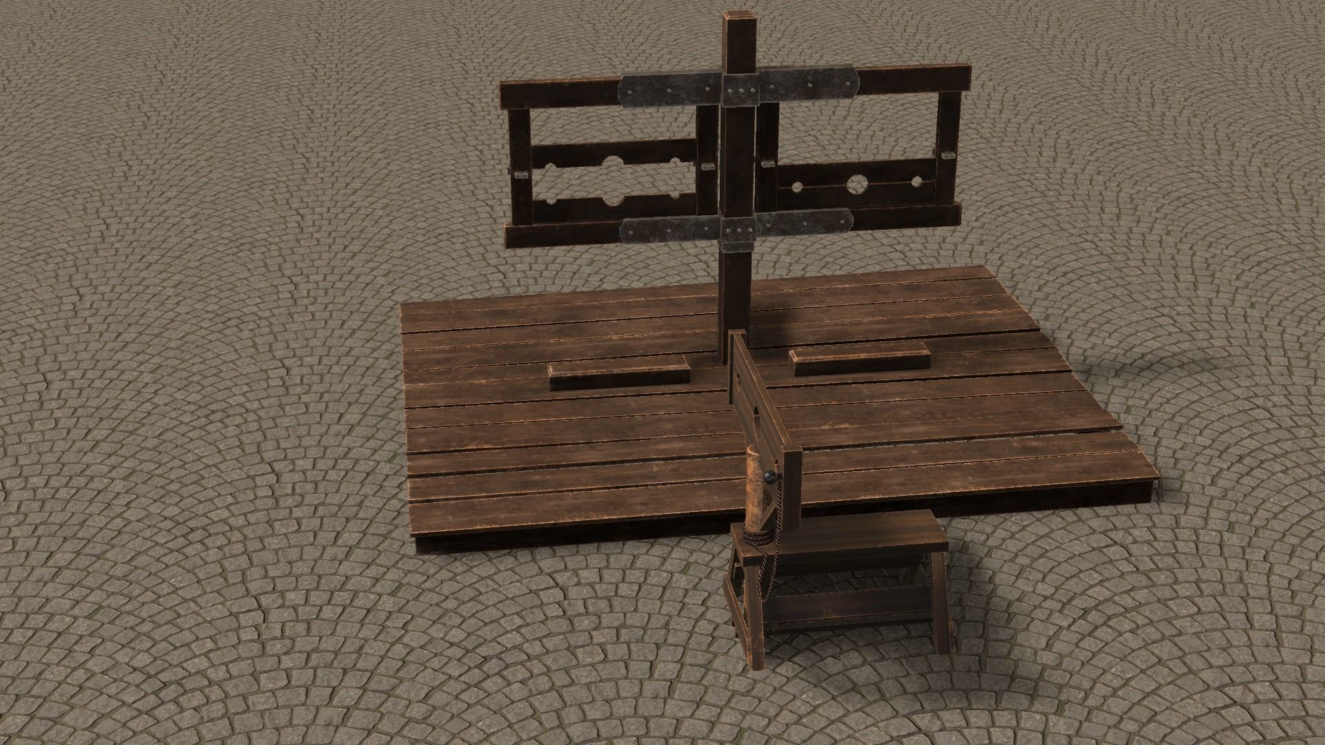 Medieval Stocks Low-poly 3D model_25